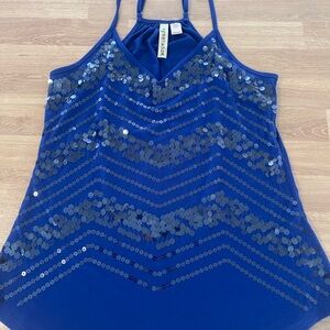 Eyeshadow Blue Sequin Asymmetrical Camisole